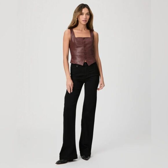 Paige Denim Leenah SLIM WIDE LEG 16W BLACK SHADOW - Picture 1 of 6